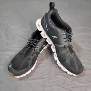 On Cloud Terry Shoes Womens Size 7  Black White Tan Running Speed Lace Round Tow